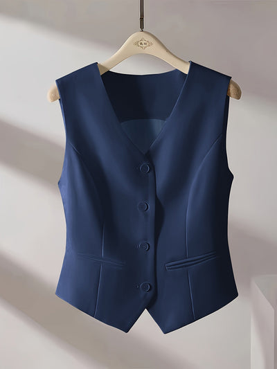 Paloma - Casual effen dames gilet met v-hals en knoopsluiting