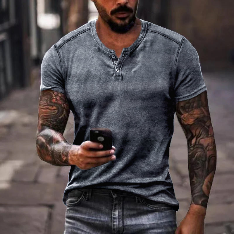 Alfie | Casual Henley Kraag T-shirt Korte Mouw