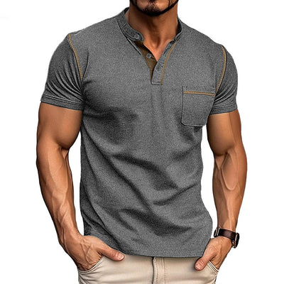 Harry | Kleurblok Henley Kraag Korte Mouw T-shirt