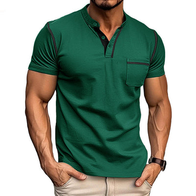 Harry | Kleurblok Henley Kraag Korte Mouw T-shirt