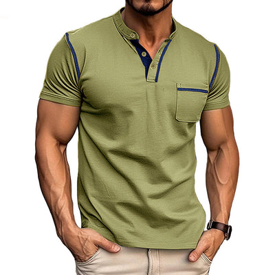 Harry | Kleurblok Henley Kraag Korte Mouw T-shirt