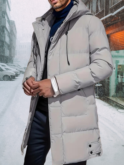 Felesty Premium lange puffer heren winterjas met capuchon grijs