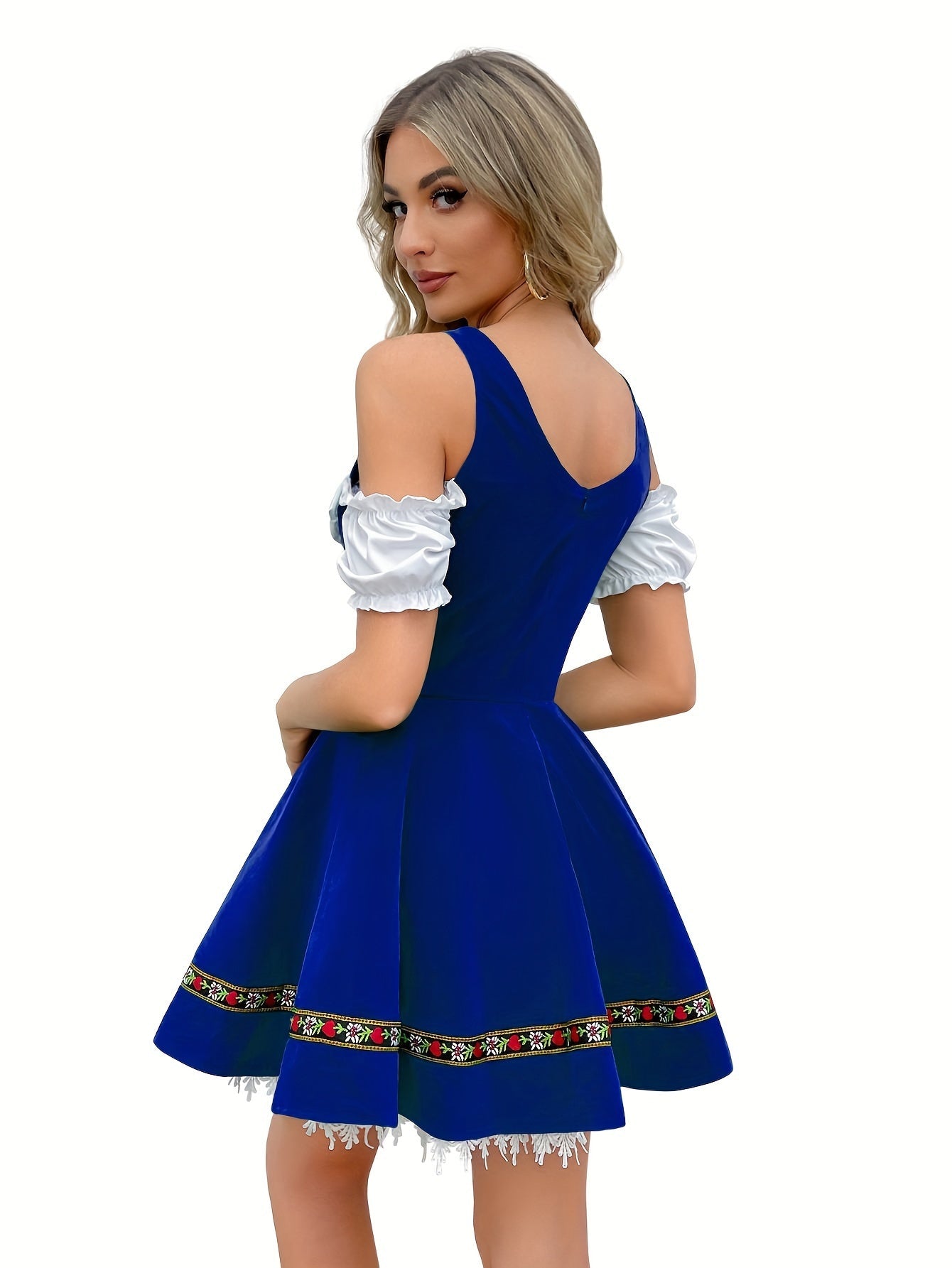 Lyse - Elegante blauwe Oktoberfest dirndl dames jurk