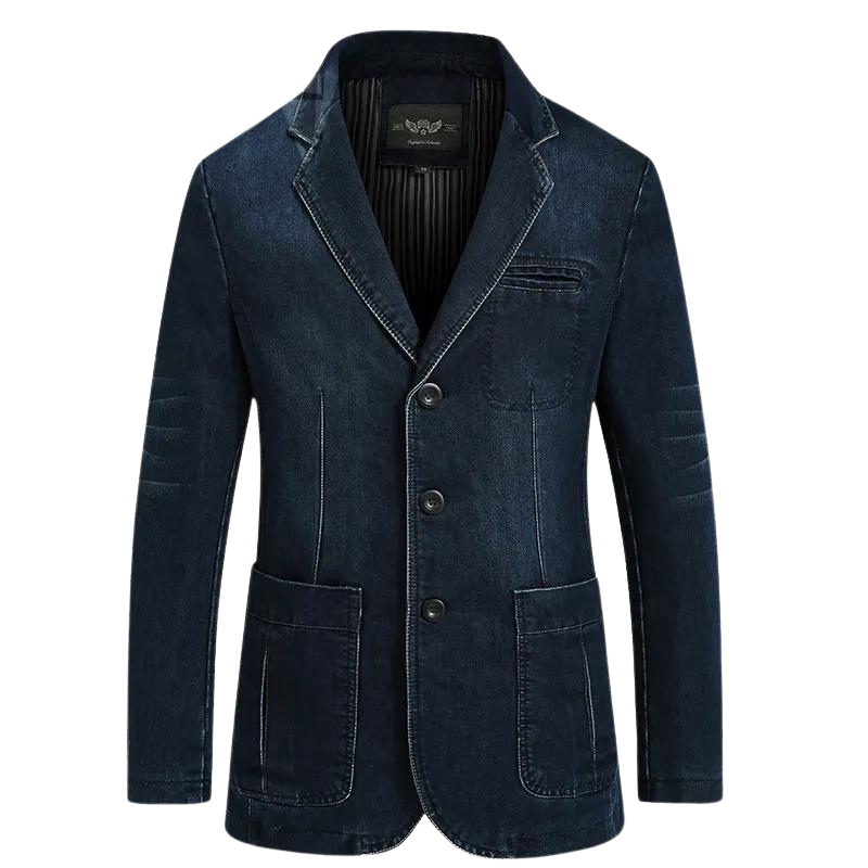 Felesty Modieuze heren lente denim blazer met knoopsluiting4