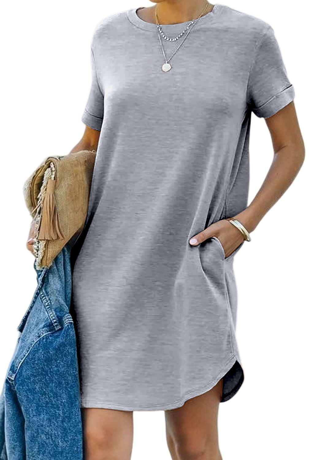 Florence Côté | Casual T-shirt jurk met korte mouwen en zakken