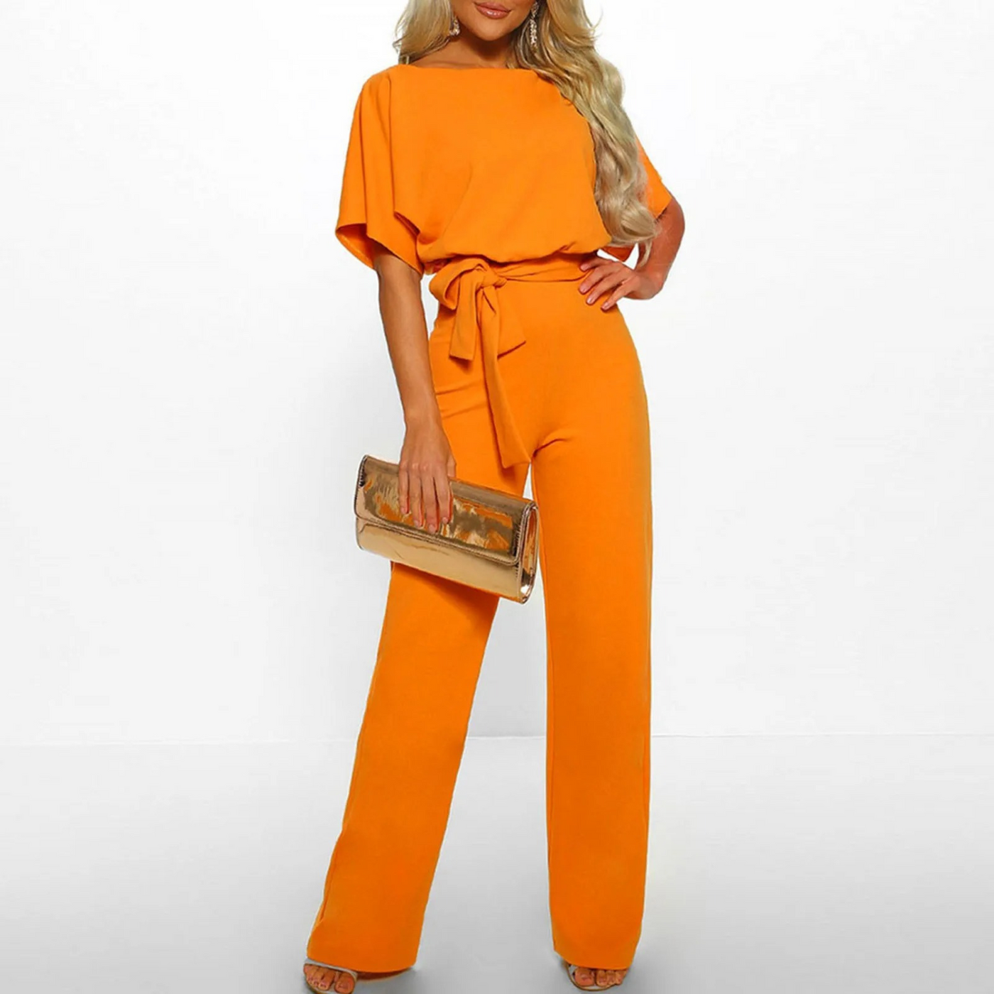 Blauwe jumpsuit met hoge taille broek voor dames