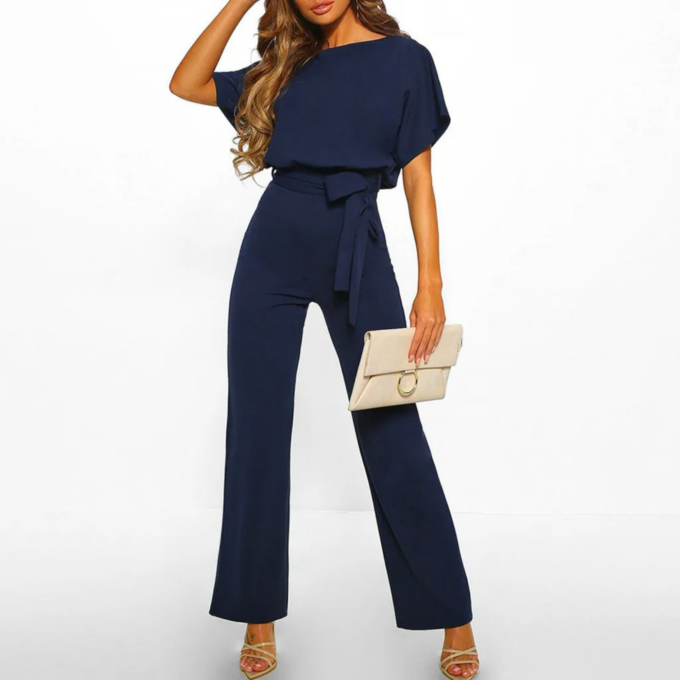 Zwarte jumpsuit met hoge taille broek voor dames