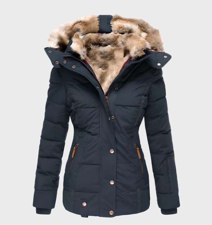 Dikke en Warme Slim Fit Winterjas met Capuchon - Midea