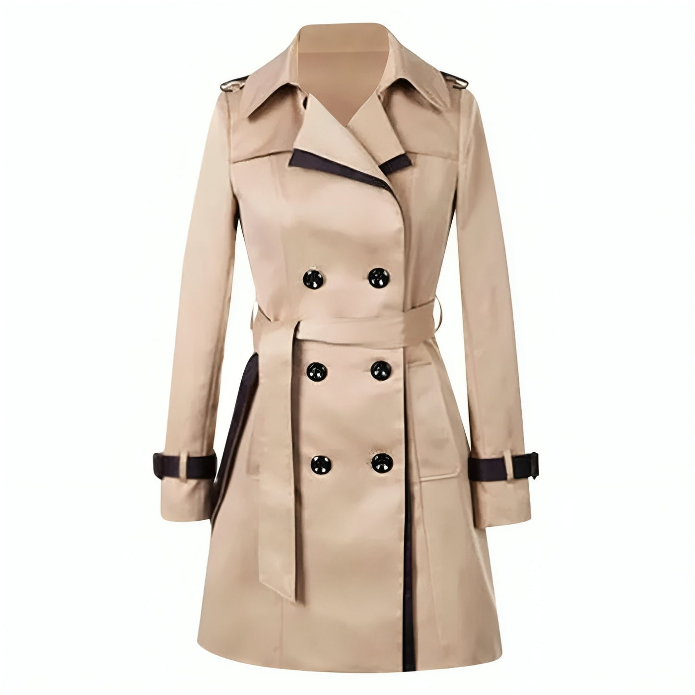 Khaki winddichte lange trenchcoat voor dames