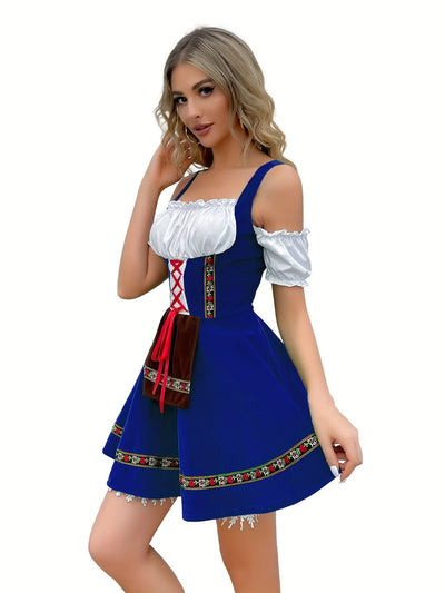 Lyse - Elegante blauwe Oktoberfest dirndl dames jurk