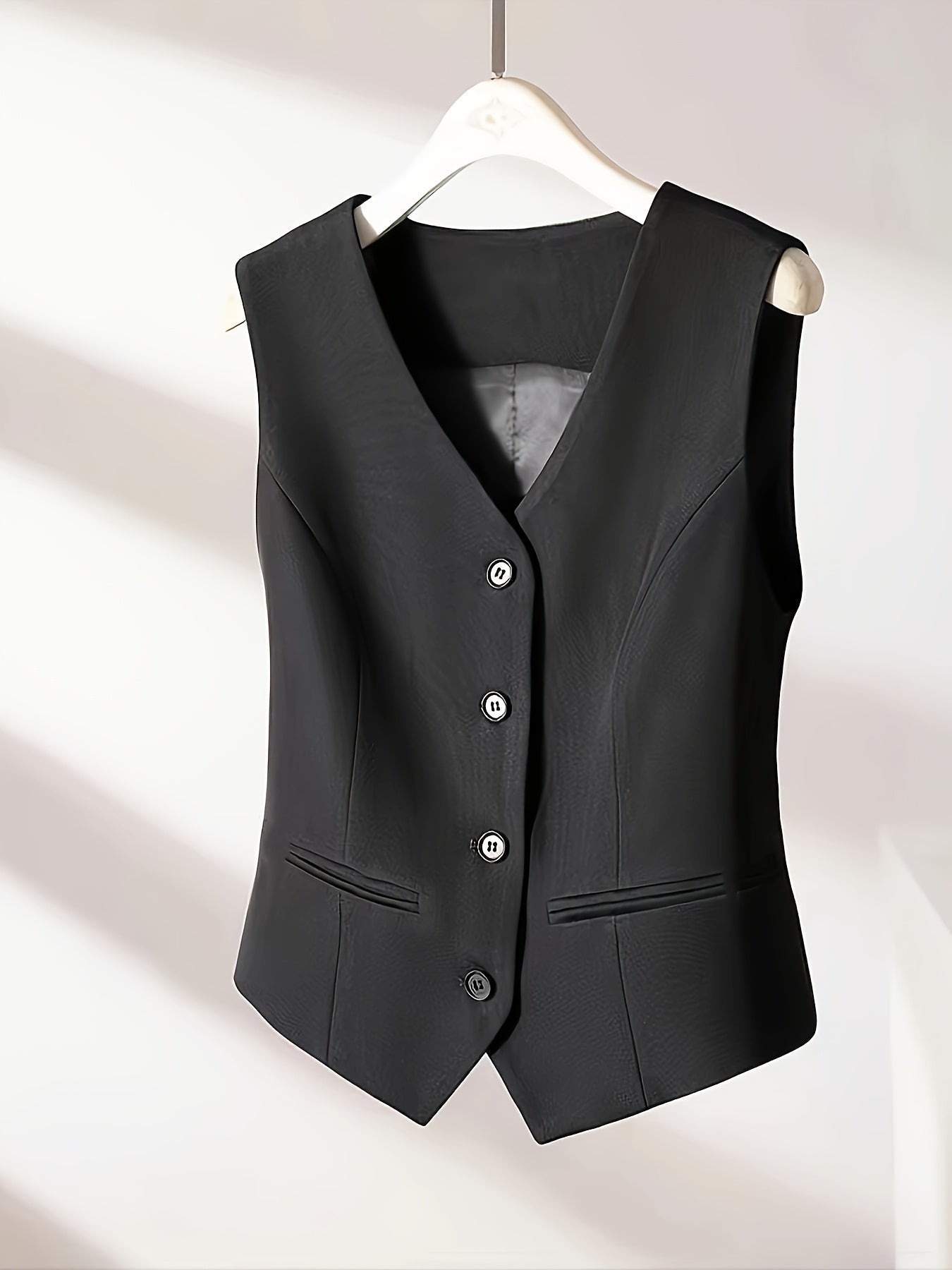 Paloma - Casual effen dames gilet met v-hals en knoopsluiting