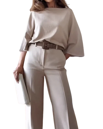 Edith - Elegant straight leg langmouw dames set