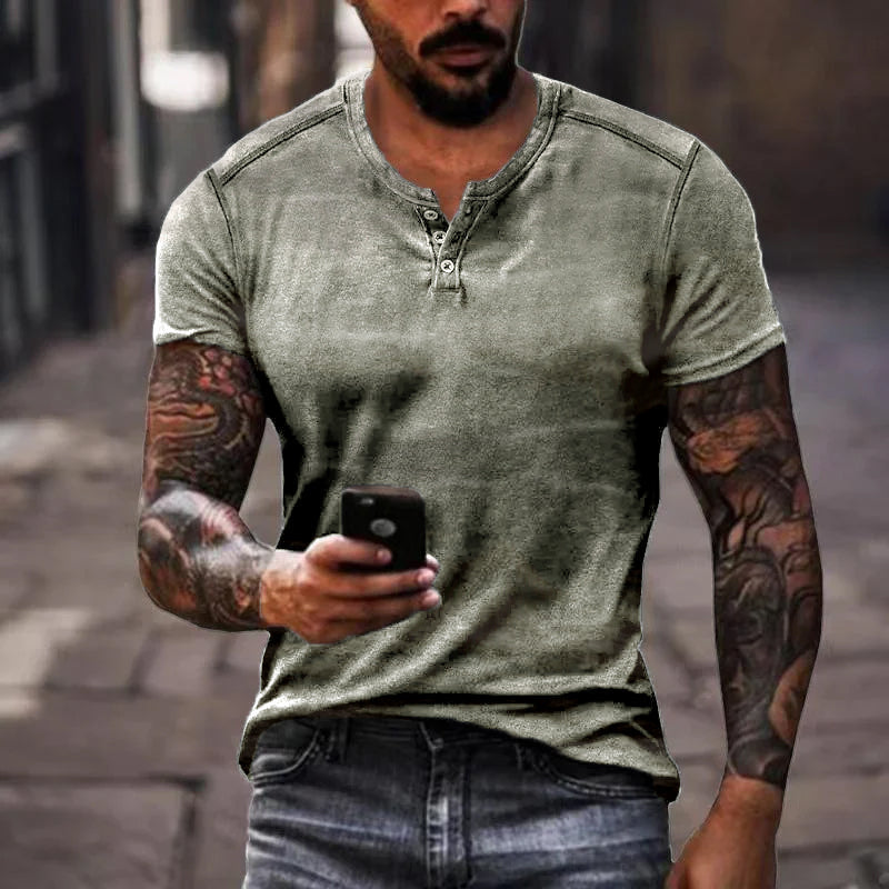 Alfie | Casual Henley Kraag T-shirt Korte Mouw