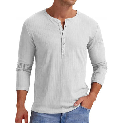 Janko | Eenvoudig en klassiek henley T-shirt met lange mouwen