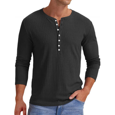 Janko | Eenvoudig en klassiek henley T-shirt met lange mouwen