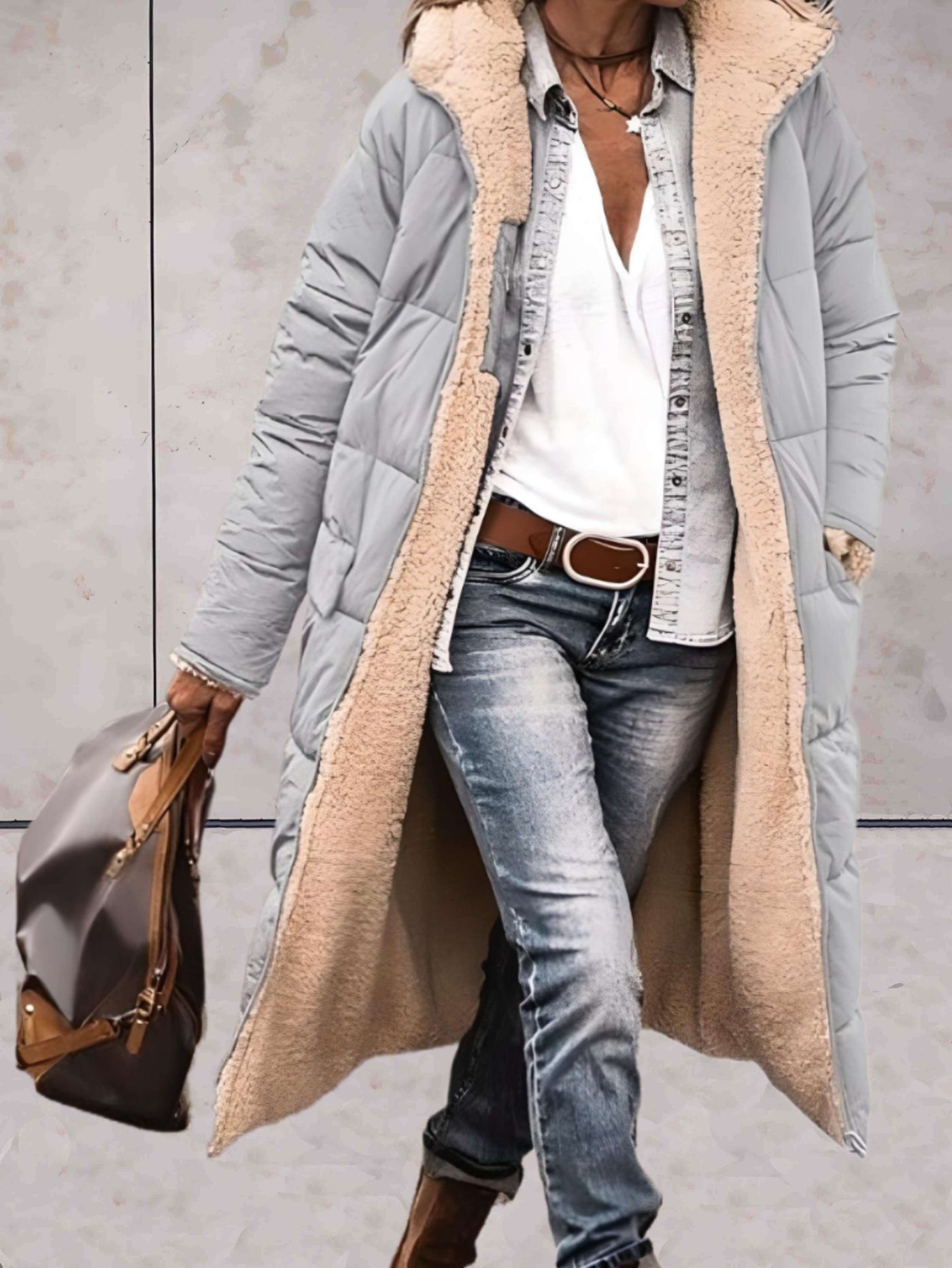 Jane - Warme en comfortabele winter trenchcoat jas met zakken en fleece voering