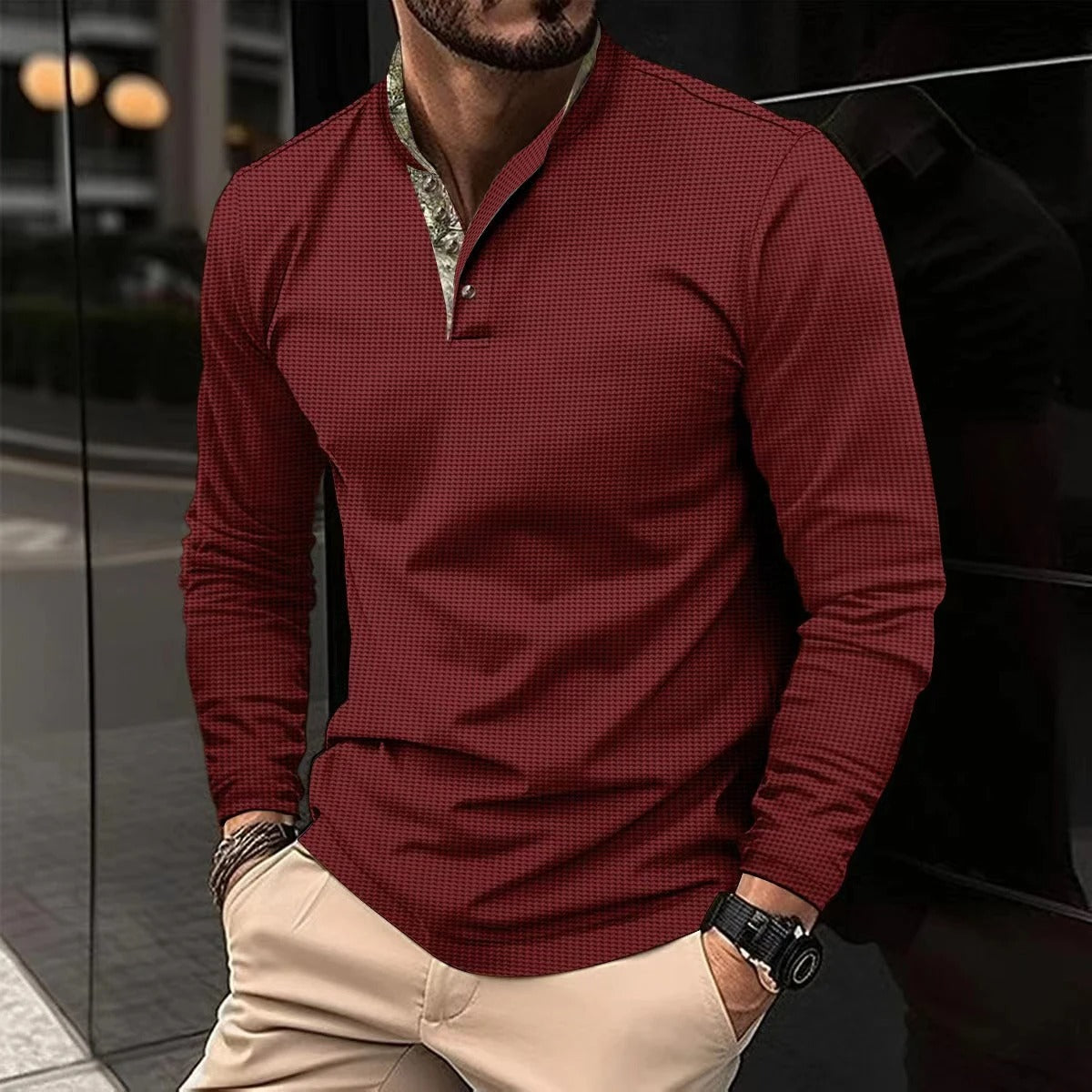 Hugo Polo - Stijlvolle Longsleeve Polo Met Gekleurde Boord Kraag